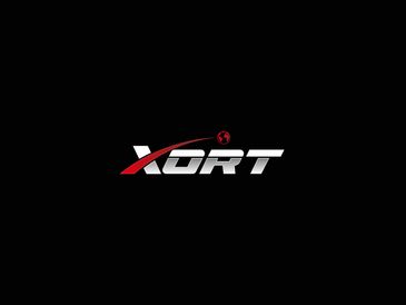 Sleek logo design with the word 'XORT' on a black background.