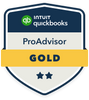 QuickBooks ProAdvisor Gold badge showing expert certification in bookkeeping and payroll