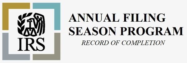 IRS tax Annual Filing Season Program Record of Completion logo