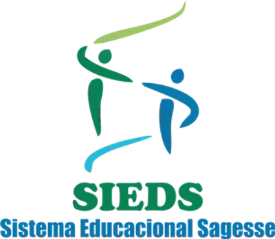 Logotipo do SIEDS com design abstrato e texto verde e azul.