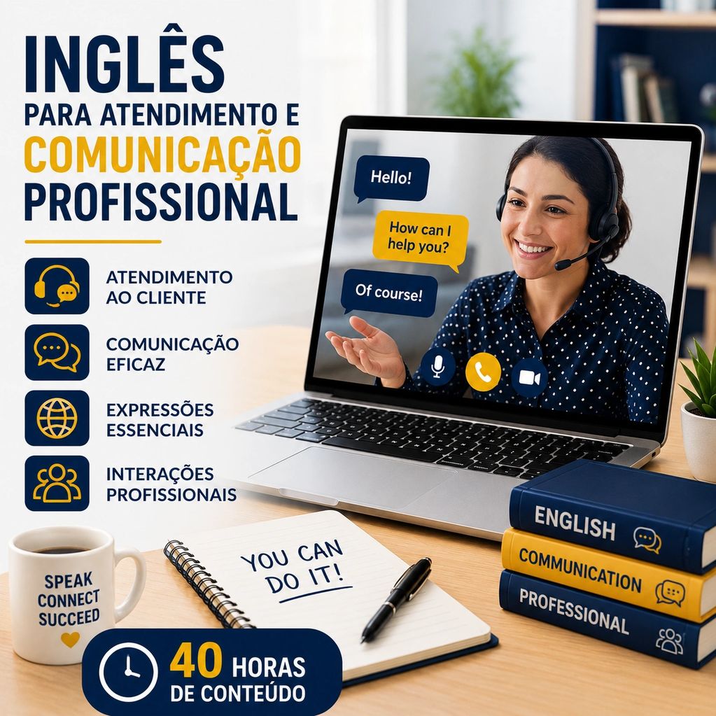 Curso de inglês para atendimento e comunicação profissional.