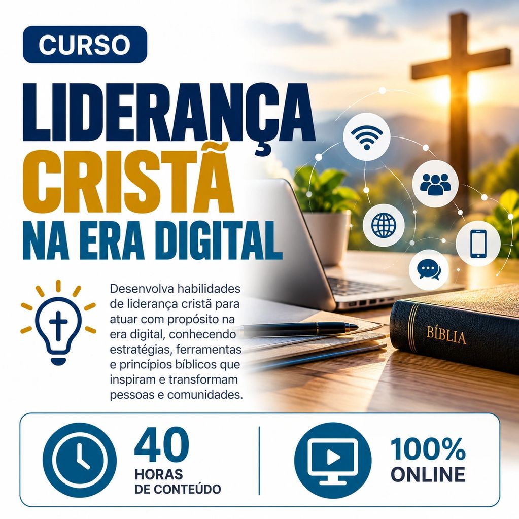 Curso de liderança cristã na era digital com 40 horas online.