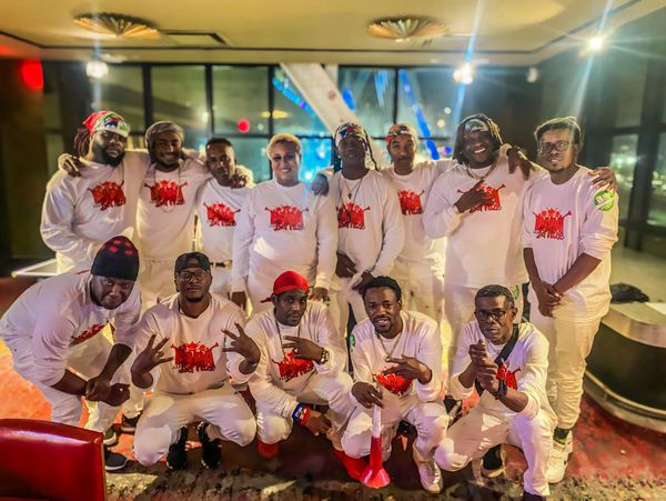 Group of musicians of Rara Bel Poze gathered together to take a picture before performing at Bayo