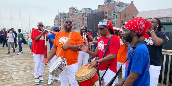 Group of musicians performing together 