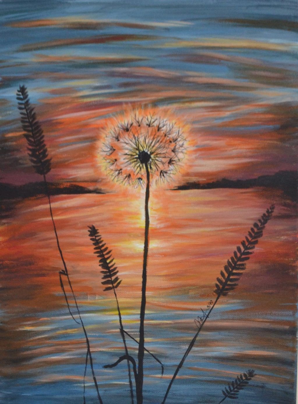 Dandelion, acrylic by Ashley Armstrong.  12x16" $210
