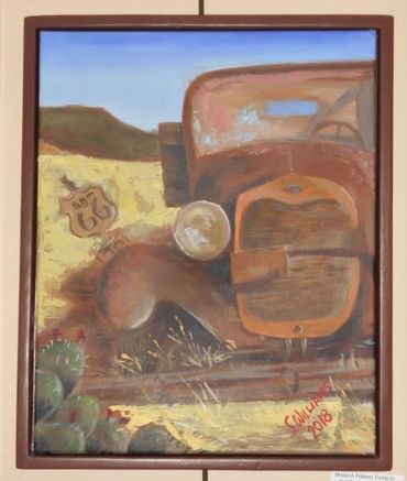 Model A Ford painting, Route 66