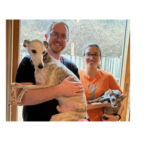 The Way Pet Supply Founders and their pets Romeo and Nigel.