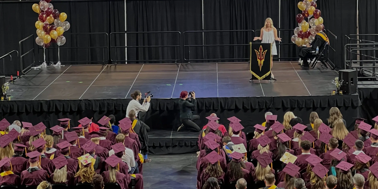 Kate Fitzgerald Speaking at the 2023 ASU graduation