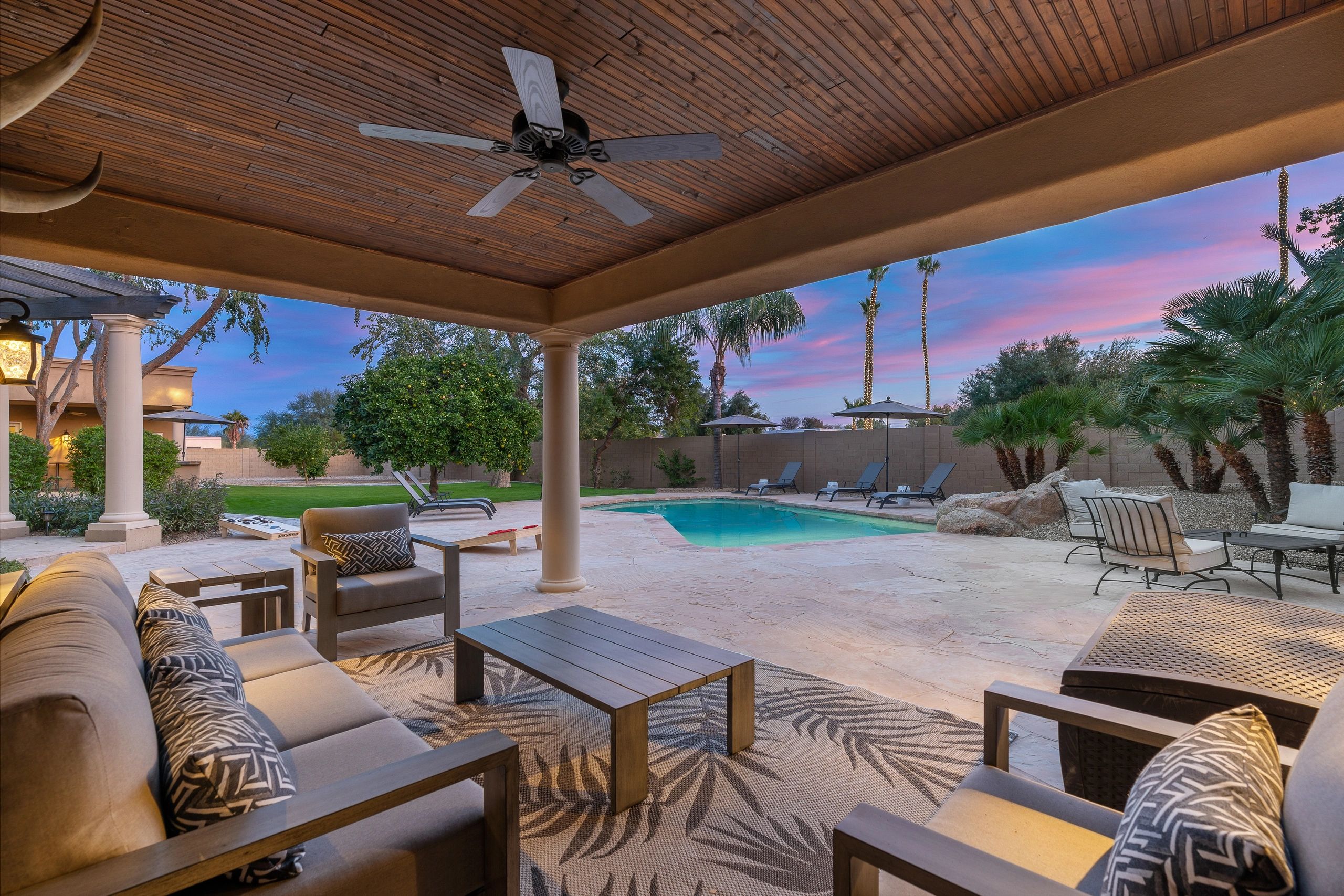 Patio with heated pool at your own private resort