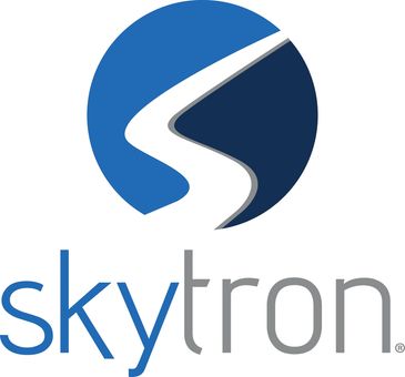 Skytron logo with a stylized blue and white design.