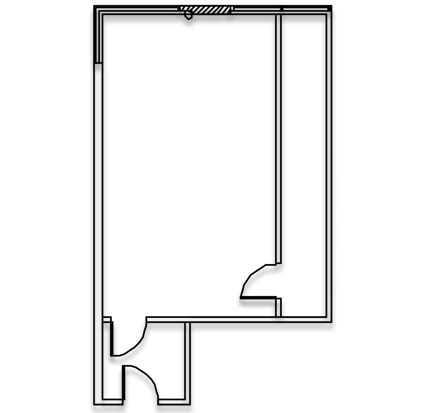 Simple floor plan with a few rooms and doors shown in black lines.