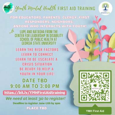 Youth Mental Health First Aid training for community members with a focus on crisis intervention skills.