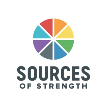 Colorful circular logo with "Sources of Strength" text.