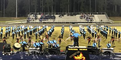 Union Pines marching Vikings on the field