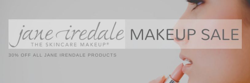 Jane Iredale makeup sale with 30% off on all products.