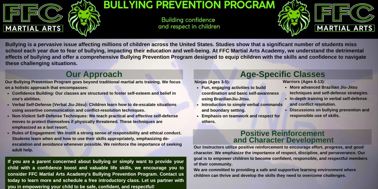 Bullying Prevention Program promoting confidence and respect in children through martial arts.