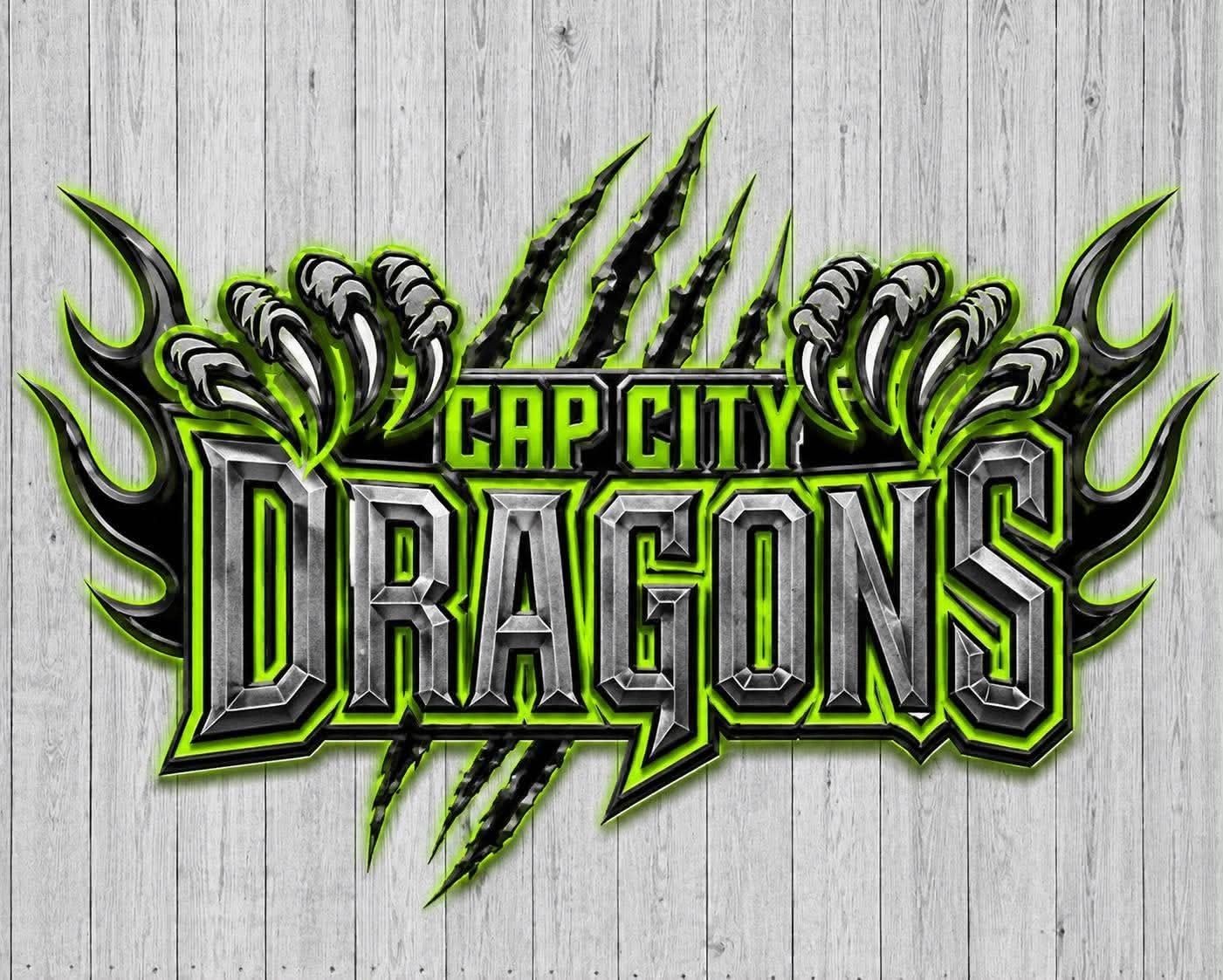 Cap City Dragons fierce logo with claws and neon green accents.