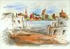 Nude and cityscape, 2004, Ink, wash and acrylic on paper, 9 x 12 in. (23 x 30 cm)