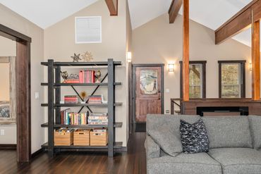 Living room, entrance, books, and games, upstairs 