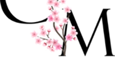 Pink cherry blossom branch illustration.
