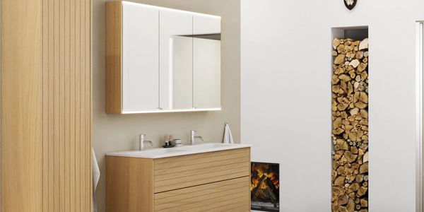 Dansani Wall Hung Basin Unit, Bathroom Tall Boy Cupboard, Bathroom Mirrored Cabinet