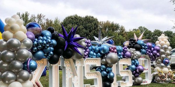Ballons with Marquee light letters and numbers