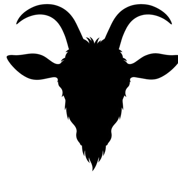 Silhouette of a goat head with horns.