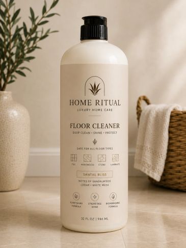 Home Ritual floor cleaner bottle on a marble surface.