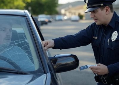 Police officer issuing a citation for vehicle code 26710