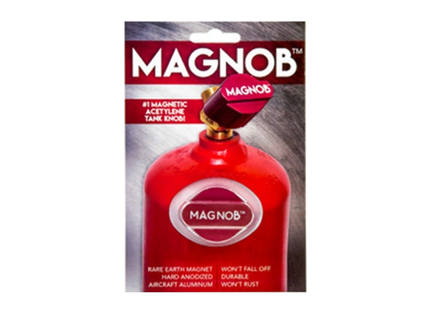 Magnob magnetic acetylene tank knob in red packaging.