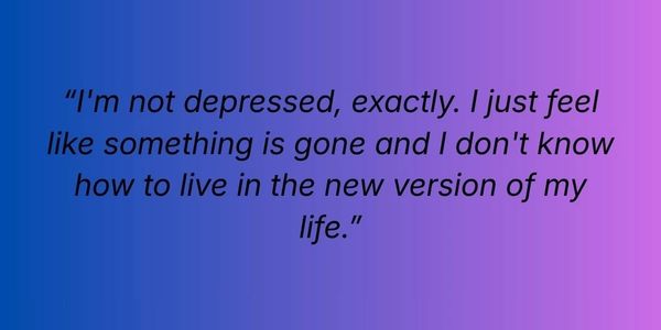 A quote about feeling lost in a new phase of life on a blue to purple gradient background.
