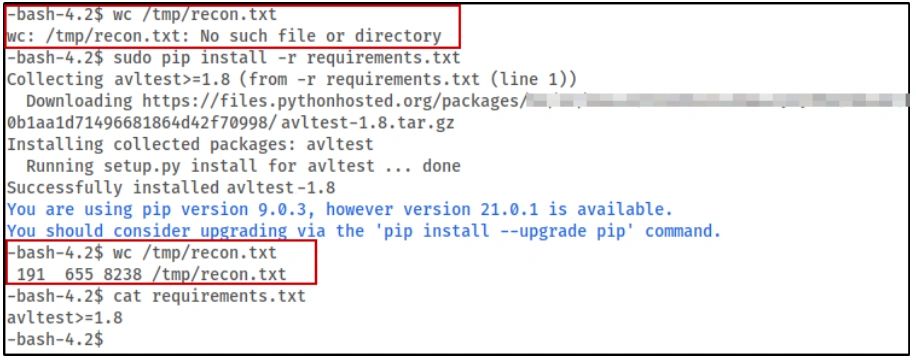 When the victim machine attempts to install ‘avltest’, the default configuration of PyPi forces the victim to download the higher version as a dependency. Once downloaded, malicious code is automatically executed on the host. When the victim machine attempts to install ‘avltest’, the default configuration of PyPi forces the victim to download the higher version as a dependency. Once downloaded, malicious code is automatically executed on the host.