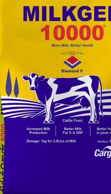 Packaging of Milkgem 10000 cattle feed enhancing milk production and quality.