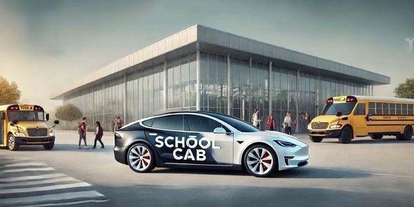 School Cab car Infront of a school in Peoria, Phoenix, Glendale