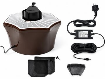 Electric pet water fountain with accessories.