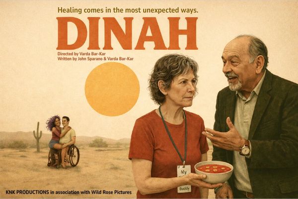 Poster for the film Dinah showing two characters in a desert setting.