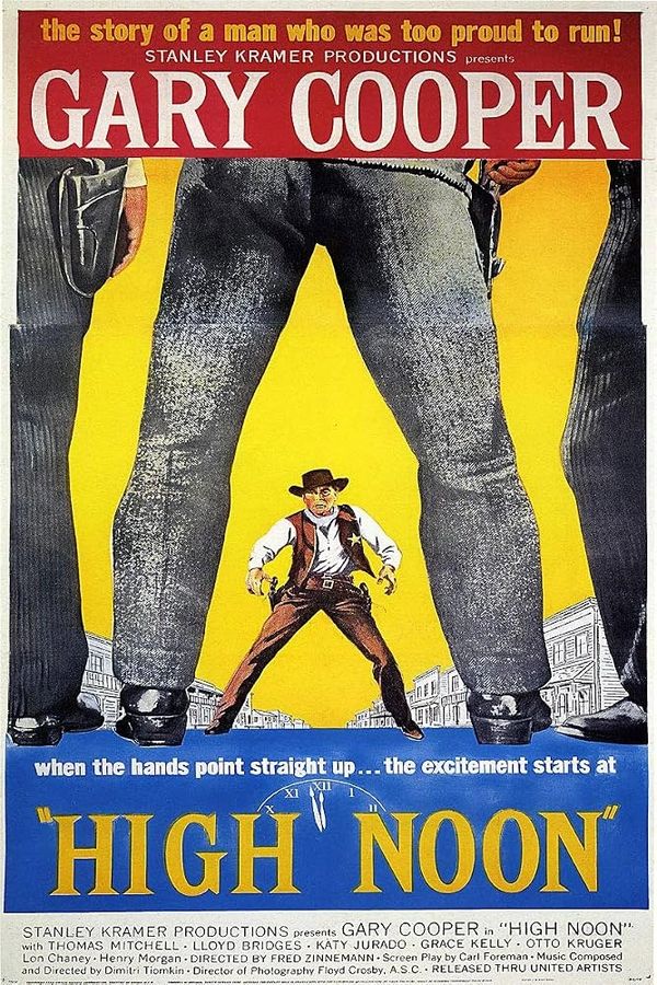 Vintage western movie poster featuring Gary Cooper in "High Noon".