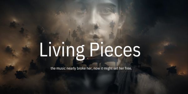 Mysterious face with dramatic text overlay about music and freedom.