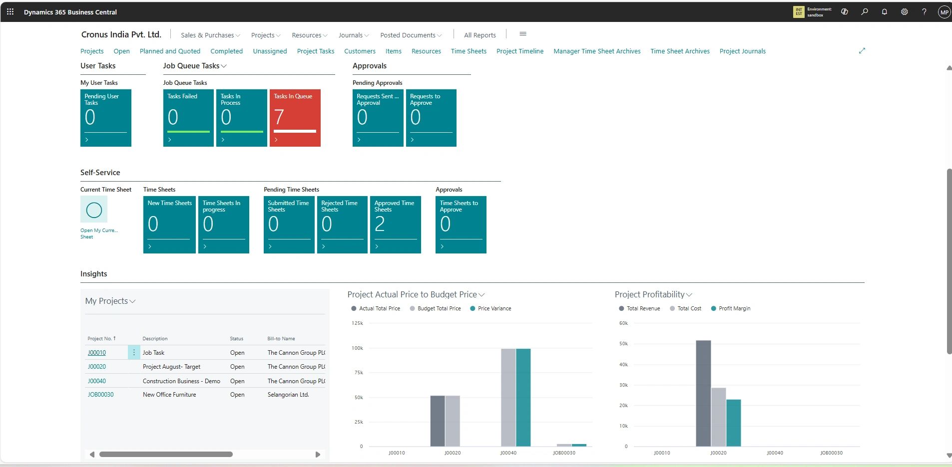 Project Management in Business Central