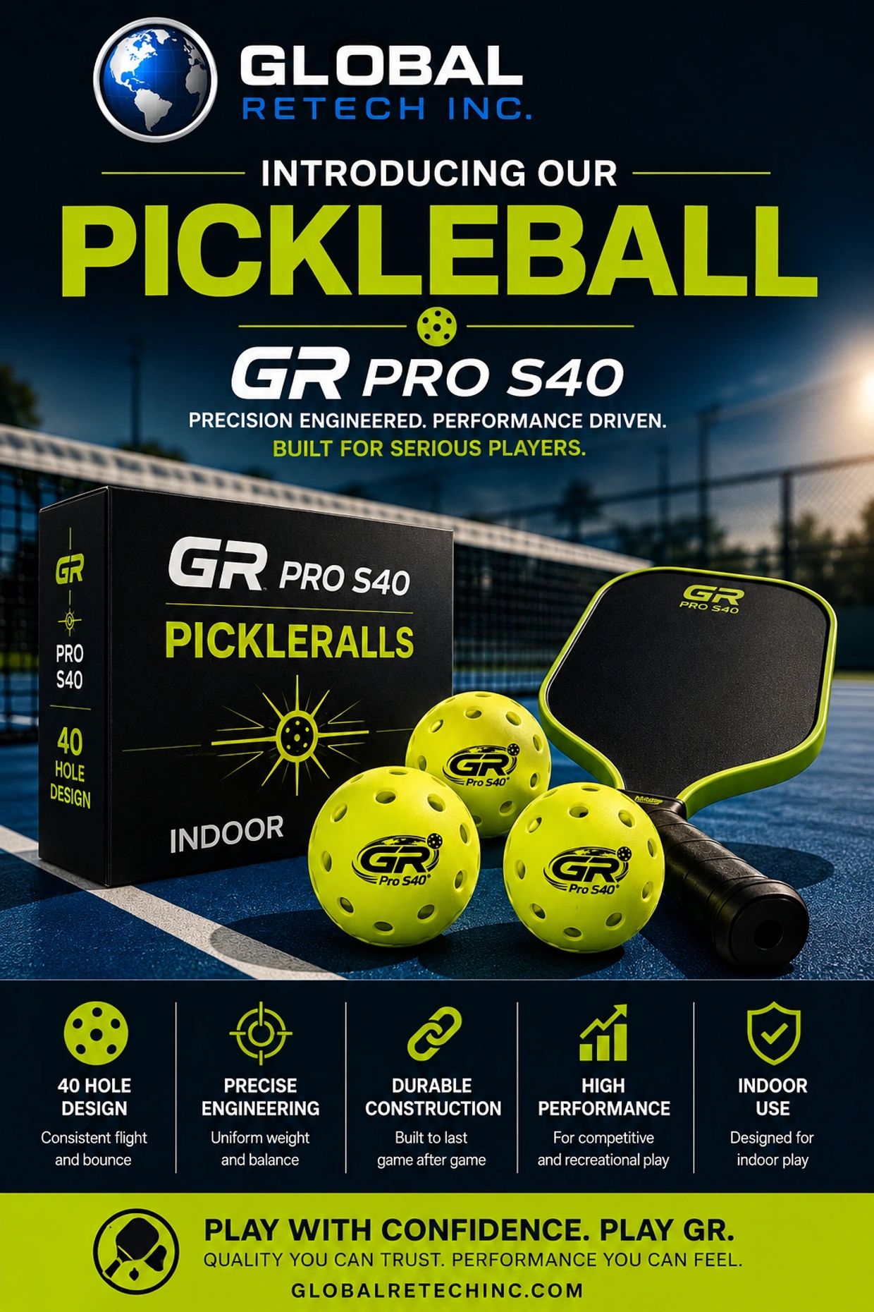 Pickleball set by Global Retech Inc for serious players.