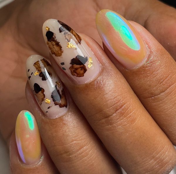 Chrome and Tortoise Shell Nails