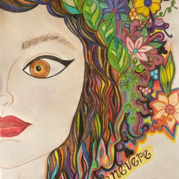 Guinnevere is a colorful, abstract, original art drawing.