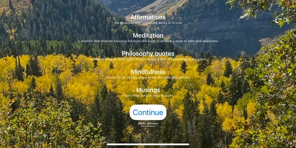 Splash screen of the affirmations and musings app on the IOS App Store