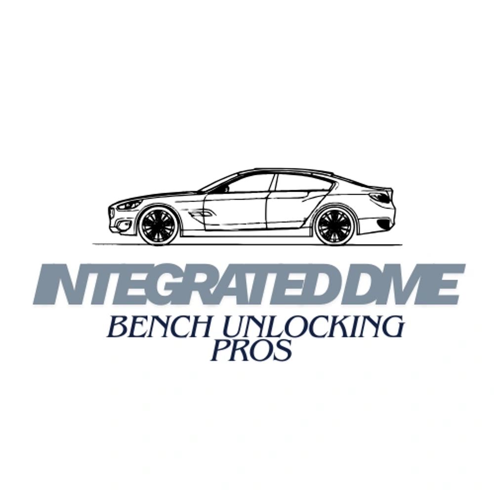 Logo featuring a sleek car with the text "Integrated DME Bench Unlocking Pros."
