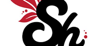 Stylized black letters 'Sh' with red decorative accents.
