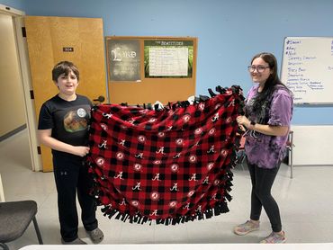 Making blankets for Turning Point