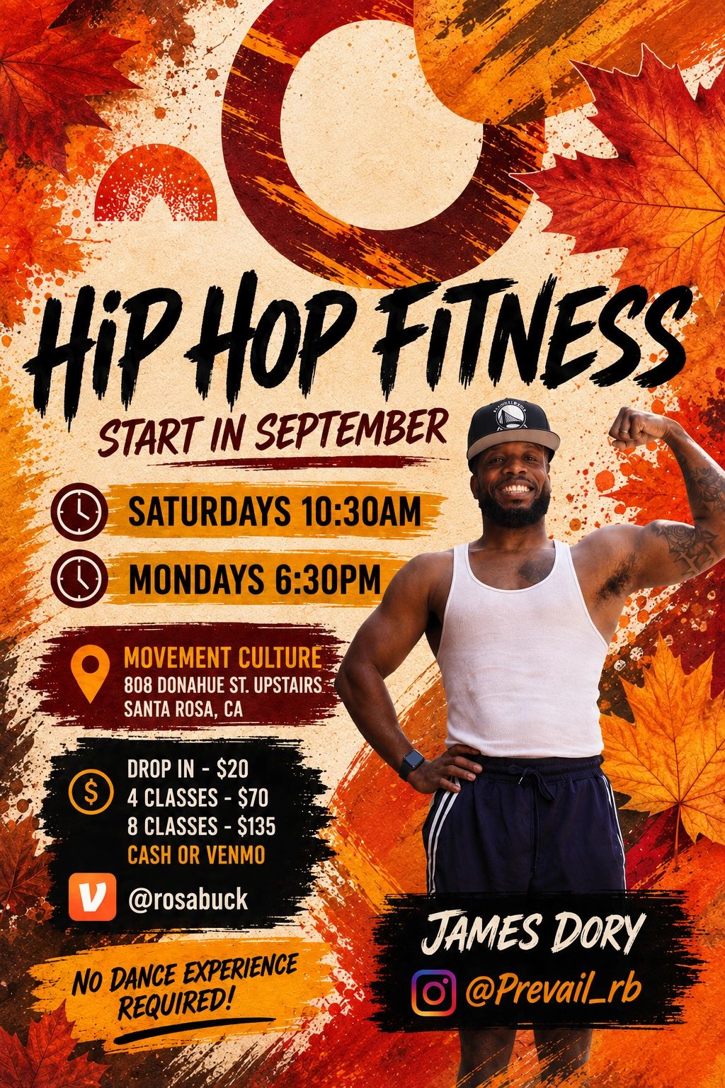 Hip Hop Fitness classes starting in September with James Dory at Movement Culture.