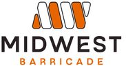 Logo of Midwest Barricade with stylized barriers.