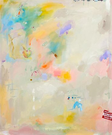 Abstract pastel painting with light, soft colors.