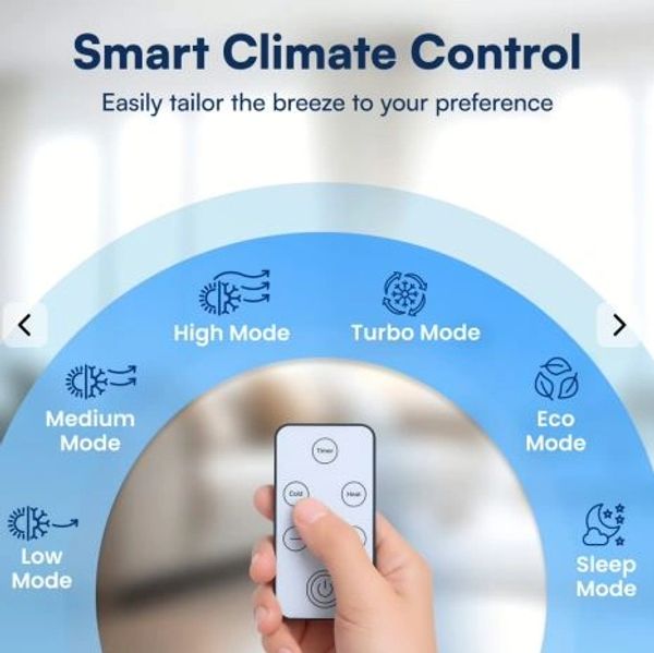 Remote control for smart climate with multiple breeze modes.